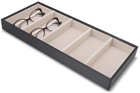 HERCHR 5 griglie vassoio organizer per occhiali da sole, Vassoio organizer per gioielli e occhiali in velluto, Scatola di supporto multiuso per cassetto da scrivania