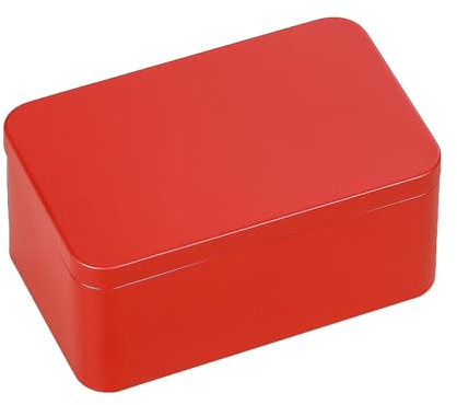 YUSSEQDD Caja de té cuadrada resistente y duradera hecha de hierro estañado, latas de almacenamiento de Metal rectangulares vacías, caja de lata cuadrada, caja de Metal, Rojo