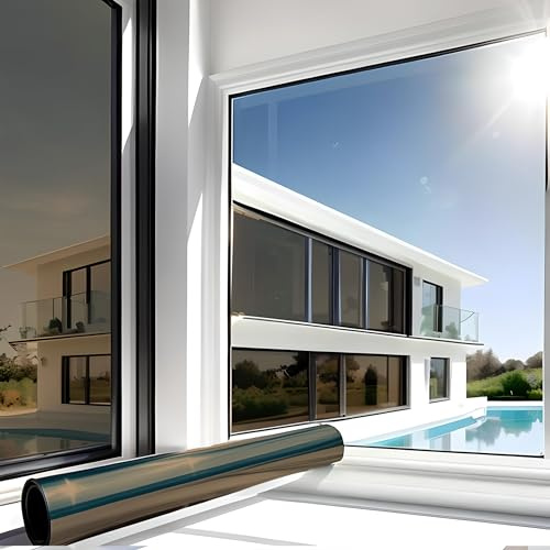 MARAPON® Spiegelfolie Fenster Sichtschutz [75x200 cm] Fensterfolie Sonnenschutz außen ohne Rückstände - Spiegelfolie Fenster Sichtschutz - Sonnenschutzfolie Fenster - Dachfenster verdunkeln