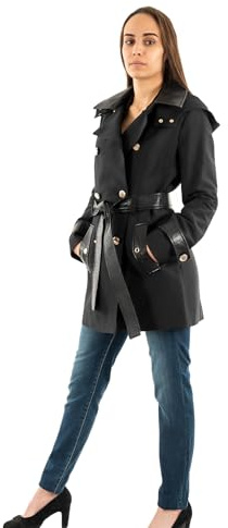 Morgan 242-GZIMA Capuche Trench, Nero, 4 Donna