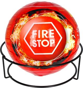 Feuerkugel - Feuerlöscher ABC - Feuerlöscher Auto - Feuerwehr Zubehör - Feuerlöscher 4kg - Feuerlöscher klein 25x25x25 cm mit Feuerlöscher Halterung - Automatische Reaktionszeit 3-5 Sekunden