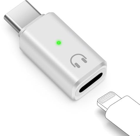 Seminer USB C to Lightning Audio Adapter, USB C Male to Lightning Headphone Earphone Female Converter for iPhone 16/15 Series, iPad and More (White)