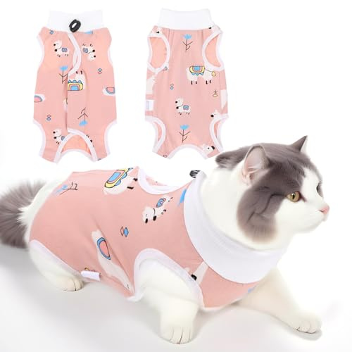 Yuanchu Cat Recovery Suit, Anti Licking Clothes for Cats Breathable Surgery Female Onesie for Cats After Surgery Cat Spay Recovery Suit for Abdominal Wounds Skin Diseases(M)
