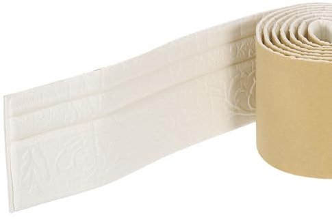 QUARKZMAN Recorte de Moldeo de Espuma Autoadhesiva, Borde de Papel Tapiz Flexible de 4 Pulgadas X 7.54 Pies, Líneas de Borde de Pared 3D de Espuma Para Zócalos de Pared, Blanco