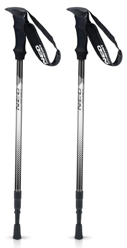Neo-Sport Bâtons de Marche Marche Marche Nordique réglable 65-135 cm poignée en Aluminium Mousse EVA 1 Paire Noir Gris
