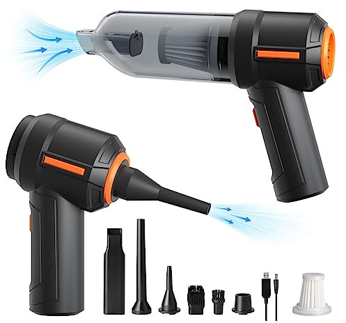 WHATOOK Compressed Air Duster & Vacuum Cleaner: Cordless Electric Keyboard Cleaner,100,000 RPM Super Power,Suitable for Computer,Car,Home,Outdoor Cleaning(Mini Air Duster & Vacuum)