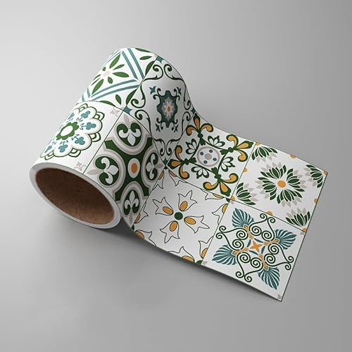Dostear Tapetkant självhäftande kant vägg vardagsrum tapeter kakeldekor badrum dekorband självhäftande grönt mönster 10 cm x 500 cm