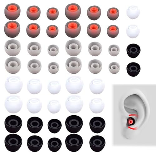 AONAYO 48 Almohadillas de Goma para Auriculares, 3 Tamaños, 4 Colores, Silicona, Compatibles con la Mayoría de Auriculares In-Ear