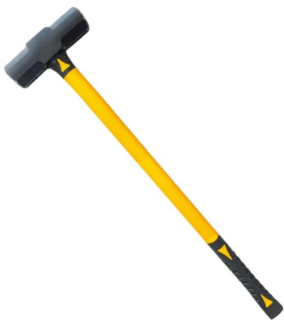 JRSDRIVE Sledge Hammer 14 LB with 33 Inch Fiberglass Handle Length Powder Coated with Polished face Heavy Duty Metalworking Tools for Automotive, Industrial, and Construction E-2257
