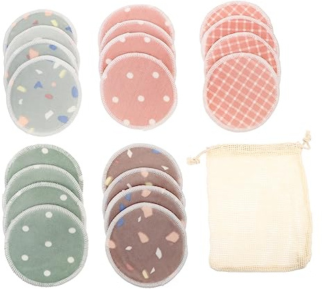 FONDOTIN Wiederverwendbare Make up Entferner Pads 8cm Aus Bambusfaser Waschbare Reinigungspads Für Empfindliche Haut Mit Aufbewahrungstasche Nachhaltige Gesichtspflege