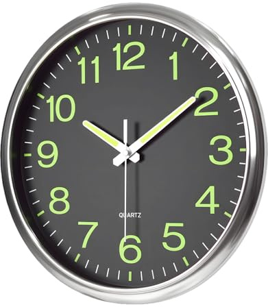 LEKEFETO lysande väggklocka 30 cm utan tickande ljud nattlampa väggklockor modern för sovrum kök kontor vardagsrum (12 tum)