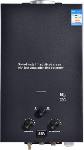 Chauffe-eau instantané à gaz 10 LPM - 20 kW - Avec pression d'eau de démarrage super faible de 0,2 bar - Fonctionne avec pour la maison, les cabines de camping-car, les granges, la douche et