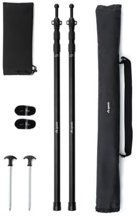 qeedo Scope Zeltstangen 2er Set - Aluminium Sonnensegel Stange 90-230 cm - Teleskopstange Camping für Tarp, Vorzelt, Sonnensegel & Markise - sturmsicher & wetterfest, Ultraleicht 550 g