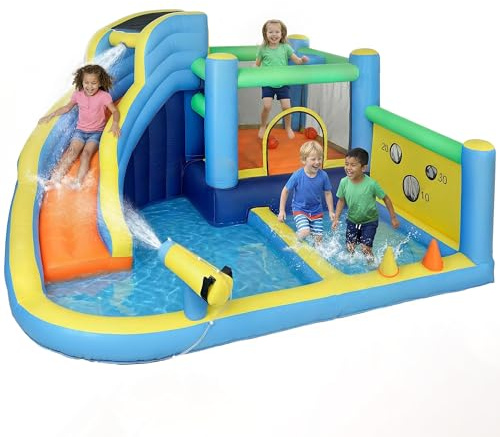 AIYAPLAY Château Gonflable 8 en 1 Parc Aquatique Souffleur 350x320x190cm