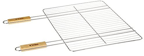 Secret de Gourmet AC-Déco Grille Double Manche pour Barbecue - 38 x 50 cm - Métal chromé