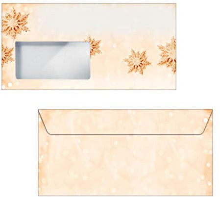 SIGEL DU234 Briefumschläge Weihnachten | mit goldenen Schneeflocken | DIN lang | 50 Stück | Golden Snowflakes