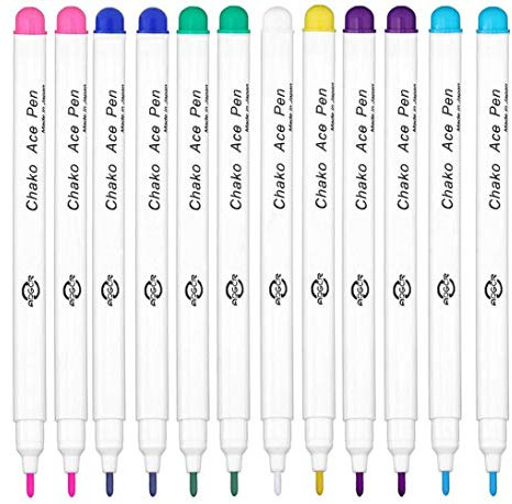 12 mehrfarbige, wasserlöschbare Stoffstifte zum Nähen, Schneidern, waschbarer Kleidermarker, verschwindet automatisch, luftlöschbar, Tinte löslicher Stift, DIY, Kreuzstich, Schneiderset