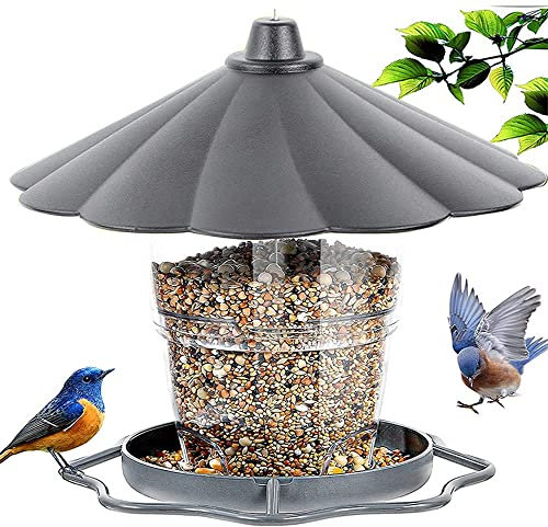 Vogelfutterhaus Aufhängen, Vogelhaus mit Ständer Wetterfest, Vögel futterspender Aufhängen, Hohe Kapazität Bird Feeder, Für Alle Gartenvögel Geeignet