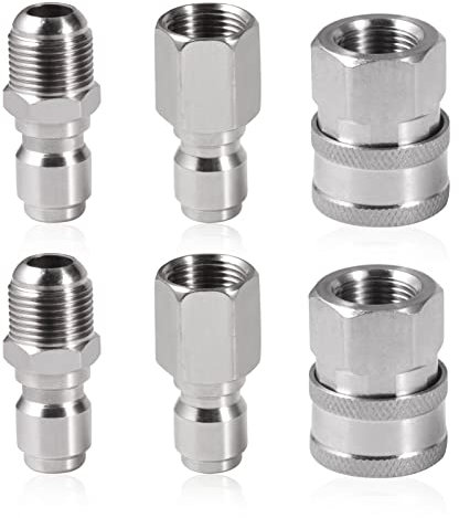 SPEEDWOX 3/8 Zoll Edelstahl-Schnellanschluss-Hochdruckreiniger, männlich und weiblich, Schlauchadapter-Set, NPT-Werkzeug, täglicher Hochdruckreiniger-Verbindungsstecker, 5000 PSI, 6 Stück