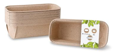 BIOZOYG Kakaopapier rechteckige Backformen 16 x 5,5 x 5 cm I Minikuchenförmchen mit edler Struktur I Kastenform Brotbackform Papier braun I Kuchenformen ausgefallen I ofenfeste Schälchen 25 Stück
