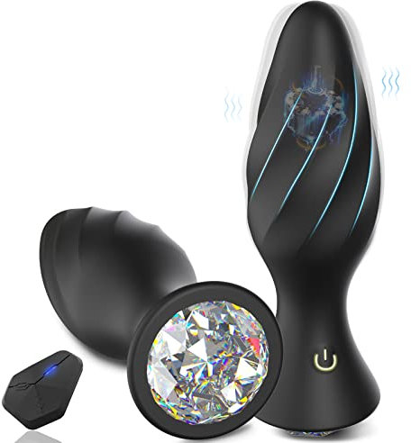 10 Vibrationsmodi Analplug Vibratoren mit Stoßfunktion Anal Butt Plug Set Buttplug mit Kristall Diamant für Anfänger Fernbedienung Prostata Stimulator Massagegeräte Sexspielzeug für Männer Sextoy