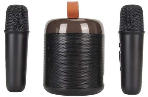 Bärbar Karaokemaskinset, RGB Bluetooth-högtalare med 2 Trådlösa Mikrofoner för Barn, Vuxna, Stöd för 512G Lagring, Handhållen Mikrofon för Familjefestens Födelsedag (Svart)