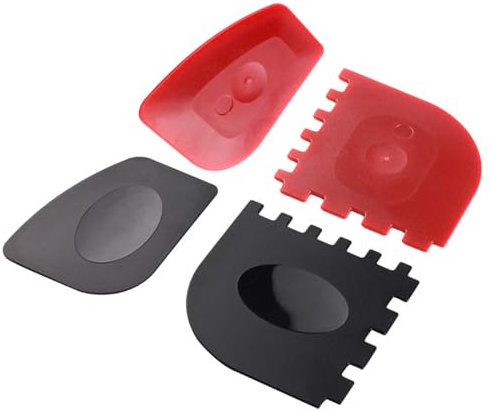 4 Pieces BBQ Grill Scraper Plastique Grill Rrattoir Set Grattoir Casserole Rrattoir Poêle Nettoyage Poêle Fonte pour Cuisson Vaisselle Grill Poêle Nettoyage Ustensiles Cuisine Rouge Noir