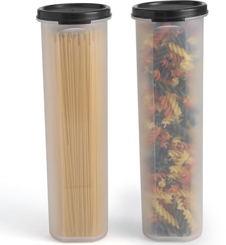 SIGNORA WARE luftdichte Aufbewahrungsboxen mit Deckel für Spaghetti und andere Lebensmittel aus BPA-Freiem Plastik - 2 Stück - Hochwertige transparente Küchen Vorratsdosen - To-Go Snackbox