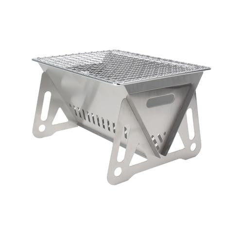 Parrilla de carbón portátil para Barbacoa, de sobremesa, compacta, de fácil Montaje, de Acero Inoxidable, para cocinar en Interiores y Exteriores, para Acampar, Hacer Senderismo y Hacer picnics (peq