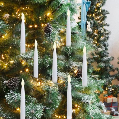Housoutil 12 uppsättningar juldekoration julfönsterljus julljus batteridrivna elektriska konstgjorda ljus julgransljus julgranspynt LED-lampa pärla vit