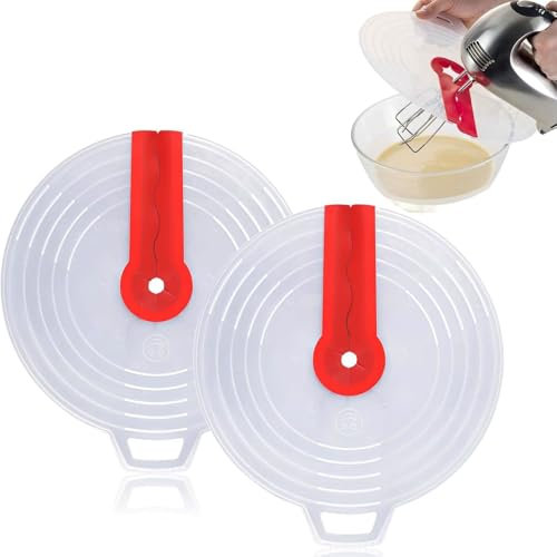 2 Stück Universal Spritzschutz, Spritzschutz Schüssel Deckel, Spritzschutz, Spritzschutzdeckel, Spritzschutz für Mixer Verhindert Lästiges Spritzen des Teigs Beim Mixen, 31 x34 cm