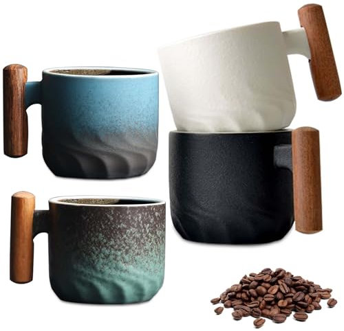4er Set Espressotassen 60 ml, Mini Espresso Tassen mit Henkel, Premium Espresso Tassen, Mini Teetasse Kaffeetasse aus Keramik, Espresso- & Mokkatassen, Kaffeebecher für Tee, Espresso, Latte