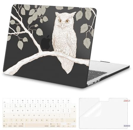 MOSISO Compatible with MacBook Air 13 inch Case M4 M3 M2 2025 2024 2023 2022 A3240 A3113 A2681 A3113 A2681 Touch ID,Hard Shell&Keyboard Skin&Screen Protector for MacBook Air 13.6 inch Case, Owl & Tree