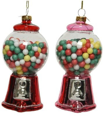 Ornamento Albero di Natale in Vetro a Forma di Distributore di Caramelle 2 Colori Assortiti Rosso e Rosa Addobbo da Appendere per Albero di Natale 10,5cm - Varzi dal 1956