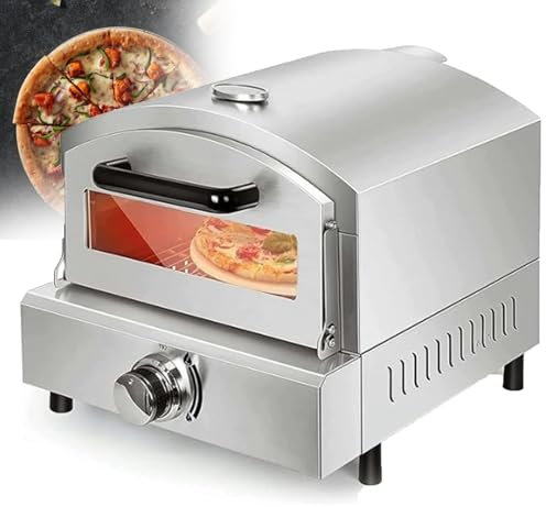 Forno portatile per pizza a gas con termometro, forno esterno in acciaio inox per campeggio, cortile e tailgating