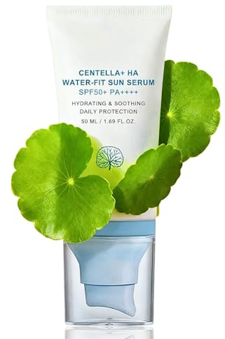 Madagascar Centella Sunscreen SPF 50+, Soothing Centella SPF50 Face Moisturiser for Sensitive Skin, Hyalu-Cica Water-Fit Sun Serum, Lightweight & Non-Greasy Suncream Factor 50, No White Cast, 50ml