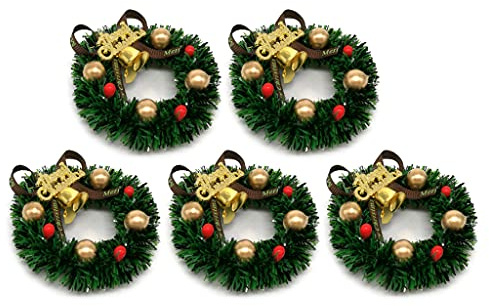 Couronne miniature de 6 cm pour maison de poupée, arbre de Noël, décoration murale, accessoires de maison de poupée, jouets pour enfants, cadeau pour K Mini couronnes de Noël pour travaux manuels