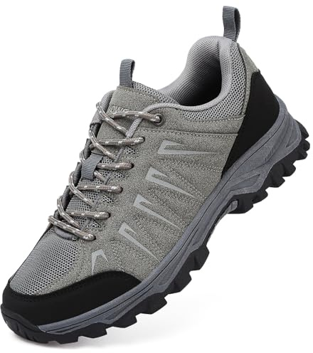 HaloTeam Scarpe da Escursionismo Uomo All'aperto Arrampicata Sportive Antiscivolo Calzature da Passeggio Traspiranti Trekking Sneakers,Grigio,EU 42