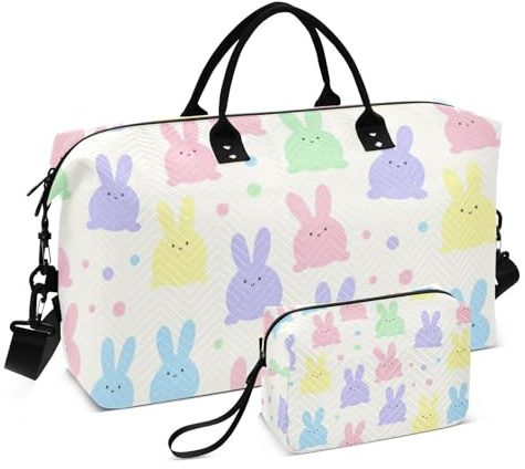 Resa tygväska set dubbel väska uppsättning ultraljud quiltad avtagbar robust gym, Pastell hare, One Size, Klassisk