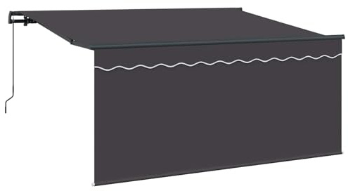 Coespram Tenda da sole retrattile, a righe, antracite, 300 x 200 cm, con braccio articolato, con telaio in alluminio, ombra manuale, per terrazza, giardino e balcone, rivestimento in tessuto in