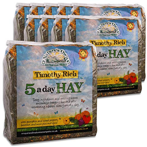 Tigerbox 10 Kilogram Natures Own Timothy Rich 5 a Day Hay Foraging Feed for Rabbits Guinea Pigs Chinchillas