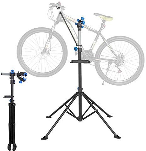Yaheetech Supporto Cavalletto per Riparazione Bici Cavalletto Manutenzione per Bicicletta Pieghevole Universale Staffa con Bastone Ferma Manubrio Regolabile Altezza 108 -190 cm Nero/Blue
