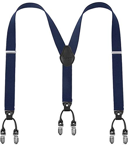 Lafayon Bretelle Uomo 6 Clips Y-Back Larghezza 3,5 cm Elastiche Regolabili con Clips Resistenti in Metallo e Confezione Regalo