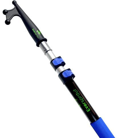 EVERSPROUT 4.5-to-12ft Durable Telescoping Boat Hook – Lightweight Push Pole for Boat Docking and Lure Retrieval with 15+ft Reach, 3-Stage Anodized Aluminum Pole with Threaded End for Accessories