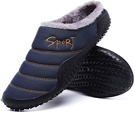 Asifn Chaussons Homme Femme Hiver Pantoufles Chaud Coton Peluche intérieur Extérieur Maison Imperméables Chaussures, Bleu, 39/40 EU丨40 CN