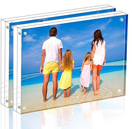 Meetu Acrylic Picture Frame 5x7 Tabletop Photo Frame Magnetic Double Sided Frame Free Standing Desktop for Display Document, Certificate, Photograph, Artwork in Office Room