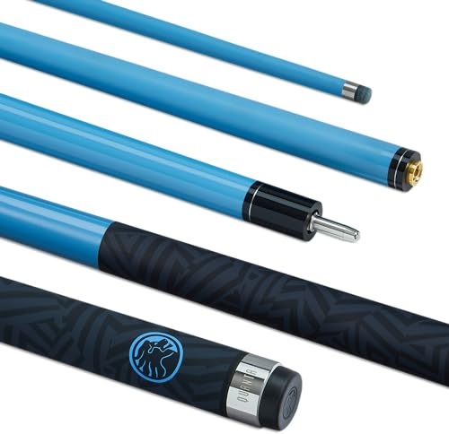POWERGLIDE Snooker Pool eller biljardkö | Quanta | Kol & glasfiber | Ultra Smooth Glans, matt grepp | 2 delar 50/50 gemensamma | 10 mm spets | Full storlek 57 tum | Cerulean Blue