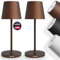 charlique® LED Tischlampe kabellos mini (Doppelpack) - Dinner Light braun 28 cm - Akku Tischleuchte mit USB, aufladbar, warmes Licht, indoor & outdoor geeignet