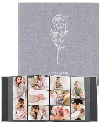 Yuforr Photo Album 6x4 Slip in, 600 Pockets Photos, Linen Photo Albums for Family Wedding Anniversary, Album Book Holds Landscape and Portrait 10x15cm Pictures-Gray