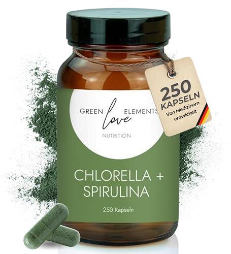 Chlorella+Spirulina Kapseln mit MCT und Bambusextrakt. In Deutschland hergestellt